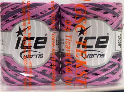 2x100gr. RAFFIA MULTI Viskon Pembe, Mor Şerit, Viskon, Yazlık İplikler, %100 Viskon, Worsted