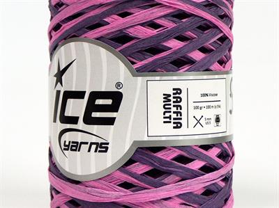 2x100gr. RAFFIA MULTI Viskon Pembe, Mor Şerit, Viskon, Yazlık İplikler, %100 Viskon, Worsted