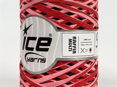 2x100gr. RAFFIA MULTI Viskon Kırmızı, Açık Pembe Şerit, Viskon, Yazlık İplikler, %100 Viskon, Worsted