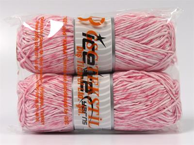 2x100gr. RAFFIA TWIST COLOR  Pembe, Beyaz Yazlık İplikler, Worsted