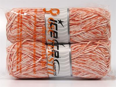 2x100gr. RAFFIA TWIST COLOR  Beyaz, Somon Yazlık İplikler, Worsted