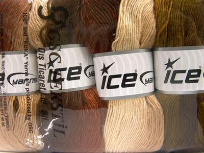 4x100gr. RAINBOW Premium Akrilik Yeşil, Altın, Kahverengi Tonları Kışlık, Düz iplikler, Batik Desenli, 100% Akrilik