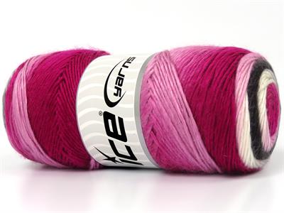 4x100gr. RAINBOW Premium Akrilik Pembe tonları, Gri Tonları Kışlık, Düz iplikler, Batik Desenli, 100% Akrilik