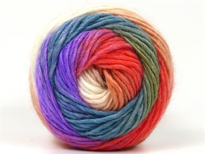 4x100gr. RAINBOW Premium Akrilik Beyaz, Leylak, Turkuaz, Haki, Somon Kışlık, Düz iplikler, Batik Desenli, 100% Akrilik