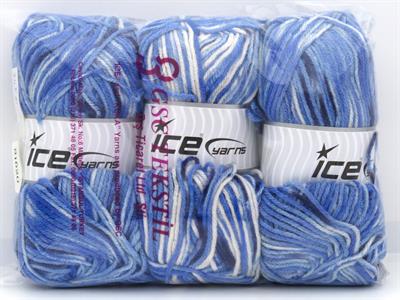 3x115gr. RAMBLEWOOD Akrilik Beyaz, Mavi Tonları Kışlık, Batik Desenli, 100% Akrilik , Akrilik