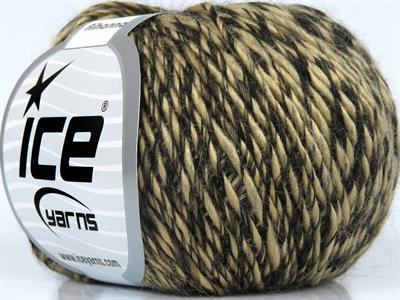 8x50gr. RIHANNA Akrilik, Yün Siyah, Altın Kışlık, Yün, Batik Desenli, Akrilik