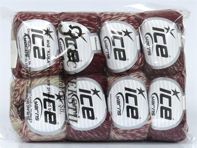 8x50gr. RIHANNA Akrilik, Yün Bordo, Açık Bej Kışlık, Yün, Batik Desenli, Akrilik