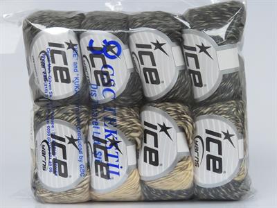 8x50gr. RIHANNA Akrilik, Yün Krem, Koyu Gri Kışlık, Yün, Batik Desenli, Akrilik