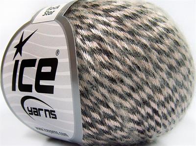 Lot of 8 Skeins Ice Yarns ROCK STAR (19% Merino Wool) Yarn Beige Black