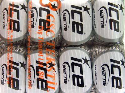 Lot of 8 Skeins Ice Yarns ROCK STAR (19% Merino Wool) Yarn Beige Black