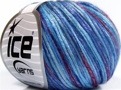 8x50gr. ROCKABILLY COLOR  Bordo, Mavi Tonları, Açık Lila Yazlık İplikler, Batik Desenli, Worsted