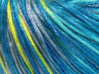 8x50gr. ROCKABILLY COLOR  Açık Gri, Turkuaz Tonları, Neon Yeşil Yazlık İplikler, Batik Desenli, Worsted