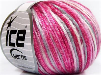 8x50gr. ROCKABILLY COLOR  Beyaz, Açık Gri, Pembe tonları Yazlık İplikler, Batik Desenli, Worsted