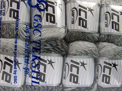 8x50gr. ROSETO Yün, Akrilik Gri Tonları Kışlık, Yün, Batik Desenli