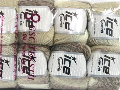 8x50gr. ROSETO Yün, Akrilik Krem, Kahverengi Tonları Kışlık, Yün, Batik Desenli