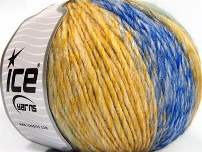 4x100gr. ROSETO WORSTED Yün, Akrilik Kahverengi, Sarı, Gri, Mavi Tonları Kışlık, Yün, Batik Desenli, Worsted