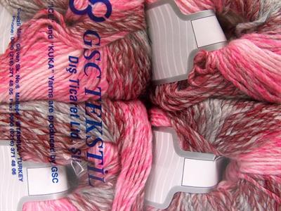4x100gr. ROSETO WORSTED Yün, Akrilik Bordo, Açık Gri, Pembe tonları Kışlık, Yün, Batik Desenli, Worsted