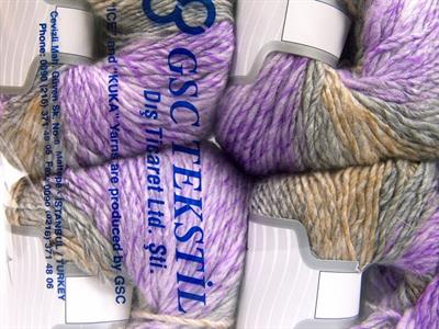 4x100gr. ROSETO WORSTED Yün, Akrilik Deve Tüyü, Leylak Tonları, Gri Tonları Kışlık, Yün, Batik Desenli, Worsted