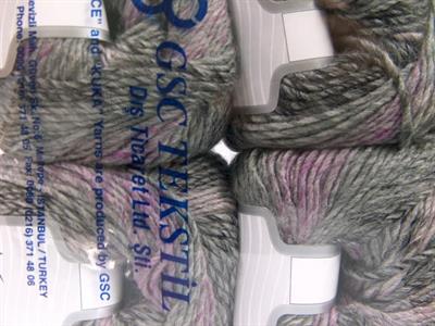 4x100gr. ROSETO WORSTED Yün, Akrilik Leylak Tonları, Gri Tonları Kışlık, Yün, Batik Desenli, Worsted