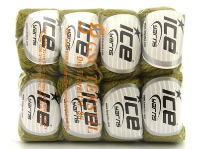 Lot of 8 Skeins Ice Yarns ROYAL WOOL (80% Wool) Yarn Dark Olive Green