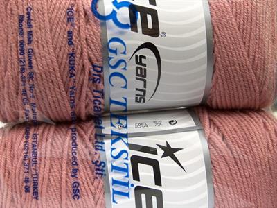 2x200gr. SAVER  Gül pembe Kışlık, Düz iplikler, Worsted, 100% Akrilik , Makina Yıkama