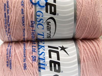 2x200gr. SAVER  Pudra Pembe Kışlık, Düz iplikler, Worsted, 100% Akrilik , Makina Yıkama