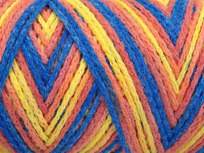Lot of 2 x 200gr Skeins Ice Yarns SAVER CHAIN COLOR Yarn Blue Yellow Light Salmon