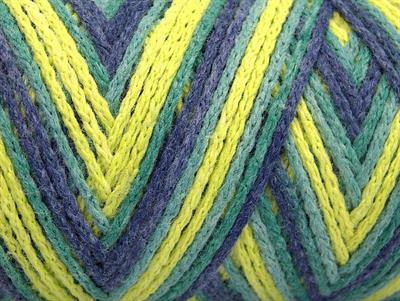 Lot of 2 x 200gr Skeins Ice Yarns SAVER CHAIN COLOR Yarn Green Shades Jeans Blue Neon Yellow