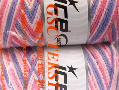 Lot of 2 x 200gr Skeins Ice Yarns SAVER CHAIN COLOR Yarn Pink Shades Lilac