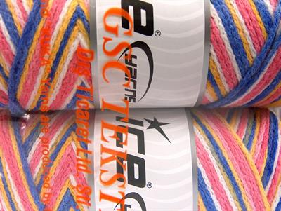 Lot of 2 x 200gr Skeins Ice Yarns SAVER CHAIN COLOR Yarn Pink White Gold Blue
