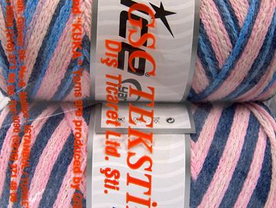 Lot of 2 x 200gr Skeins Ice Yarns SAVER CHAIN COLOR Yarn Blue Shades Pink Shades
