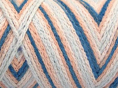Lot of 2 x 200gr Skeins Ice Yarns SAVER CHAIN COLOR Yarn Light Salmon Light Blue White