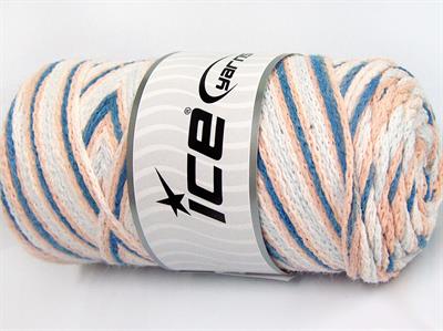 Lot of 2 x 200gr Skeins Ice Yarns SAVER CHAIN COLOR Yarn Light Salmon Light Blue White