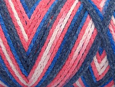 Lot of 2 x 200gr Skeins Ice Yarns SAVER CHAIN COLOR Yarn Blue Shades Salmon White