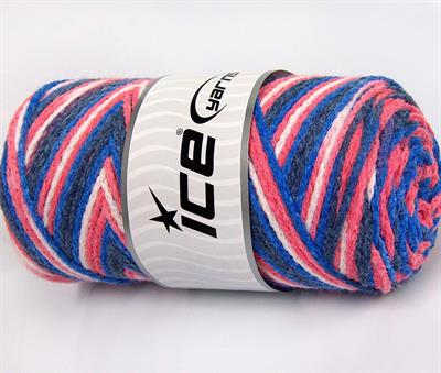 Lot of 2 x 200gr Skeins Ice Yarns SAVER CHAIN COLOR Yarn Blue Shades Salmon White