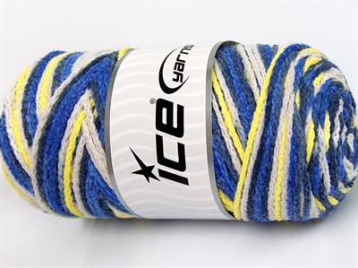 Lot of 2 x 200gr Skeins Ice Yarns SAVER CHAIN COLOR Yarn Blue Shades Yellow White