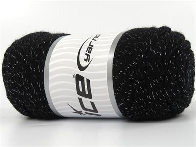 4x100gr. SAVER GLITZ Metalik Simli, Akrilik Siyah Metalik Simli, Kışlık, Düz iplikler, Worsted, Düz, Akrilik, Makina Yıkama