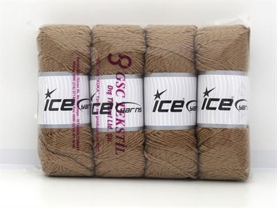Lot of 4 x 100gr Skeins Ice Yarns SAVER GLITZ Hand Knitting Yarn Camel