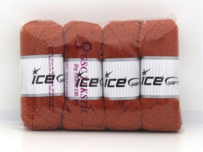 Lot of 4 x 100gr Skeins Ice Yarns SAVER GLITZ Hand Knitting Yarn Copper