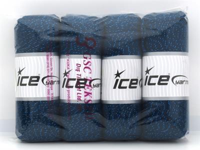 Lot of 4 x 100gr Skeins Ice Yarns SAVER GLITZ Hand Knitting Yarn Teal