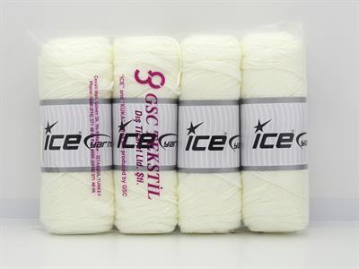 Lot of 4 x 100gr Skeins Ice Yarns SAVER GLITZ Hand Knitting Yarn White