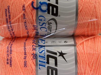 2x200gr. SAVER  Açık Turuncu Kışlık, Düz iplikler, Worsted, 100% Akrilik , Makina Yıkama