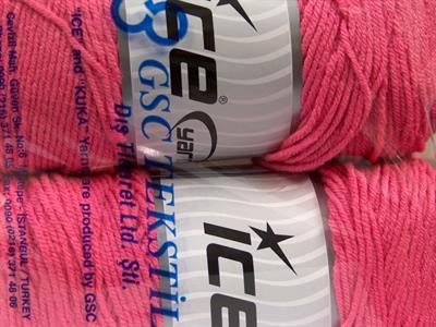 2x200gr. SAVER  Şeker pembe Kışlık, Düz iplikler, Worsted, 100% Akrilik , Makina Yıkama