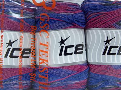 Lot of 3 x 100gr Skeins Ice Yarns SILK BAMBOO SOCK (10% Silk 35% Superwash Wool) Yarn Lilac Shades Fuchsia Black