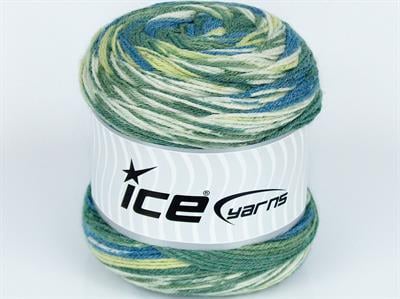 Lot of 3 x 100gr Skeins Ice Yarns SILK BAMBOO SOCK (10% Silk 35% Superwash Wool) Yarn Green Shades Blue