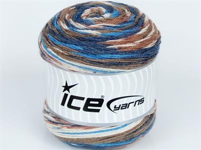 Lot of 3 x 100gr Skeins Ice Yarns SILK BAMBOO SOCK (10% Silk 35% Superwash Wool) Yarn Blue Shades Brown Cream