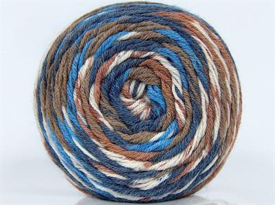 Lot of 3 x 100gr Skeins Ice Yarns SILK BAMBOO SOCK (10% Silk 35% Superwash Wool) Yarn Blue Shades Brown Cream