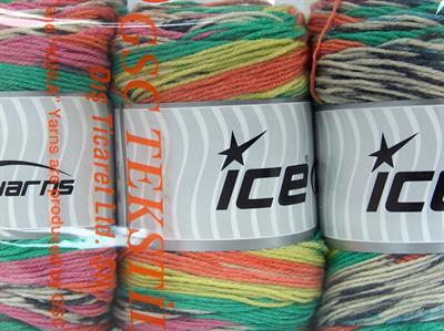 Lot of 3 x 100gr Skeins Ice Yarns SILK BAMBOO SOCK (10% Silk 35% Superwash Wool) Yarn Rainbow