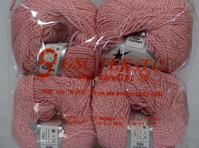 4x50gr. SILK COTTON Ipek, Pamuk Pembe Lüks, İpek, Yazlık İplikler, Pamuk