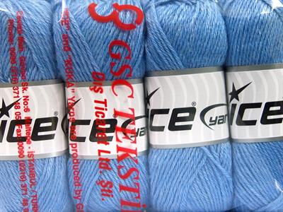 Lot of 4 Skeins Ice Yarns SILK MERINO DK (35% Silk 65% Merino Wool) Yarn Blue